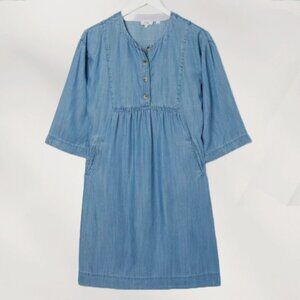 NWOT Fat Face United Kingdom Andi Chambray Dress in Blue Women's Size 10 Regular